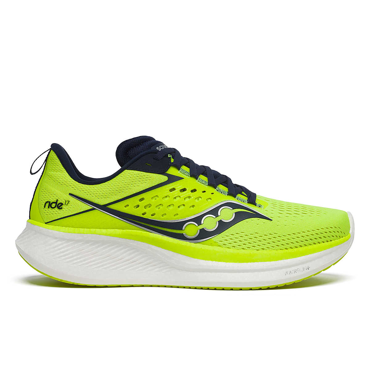 Men's Saucony Ride 17, Citron/Navy, 12 D Medium