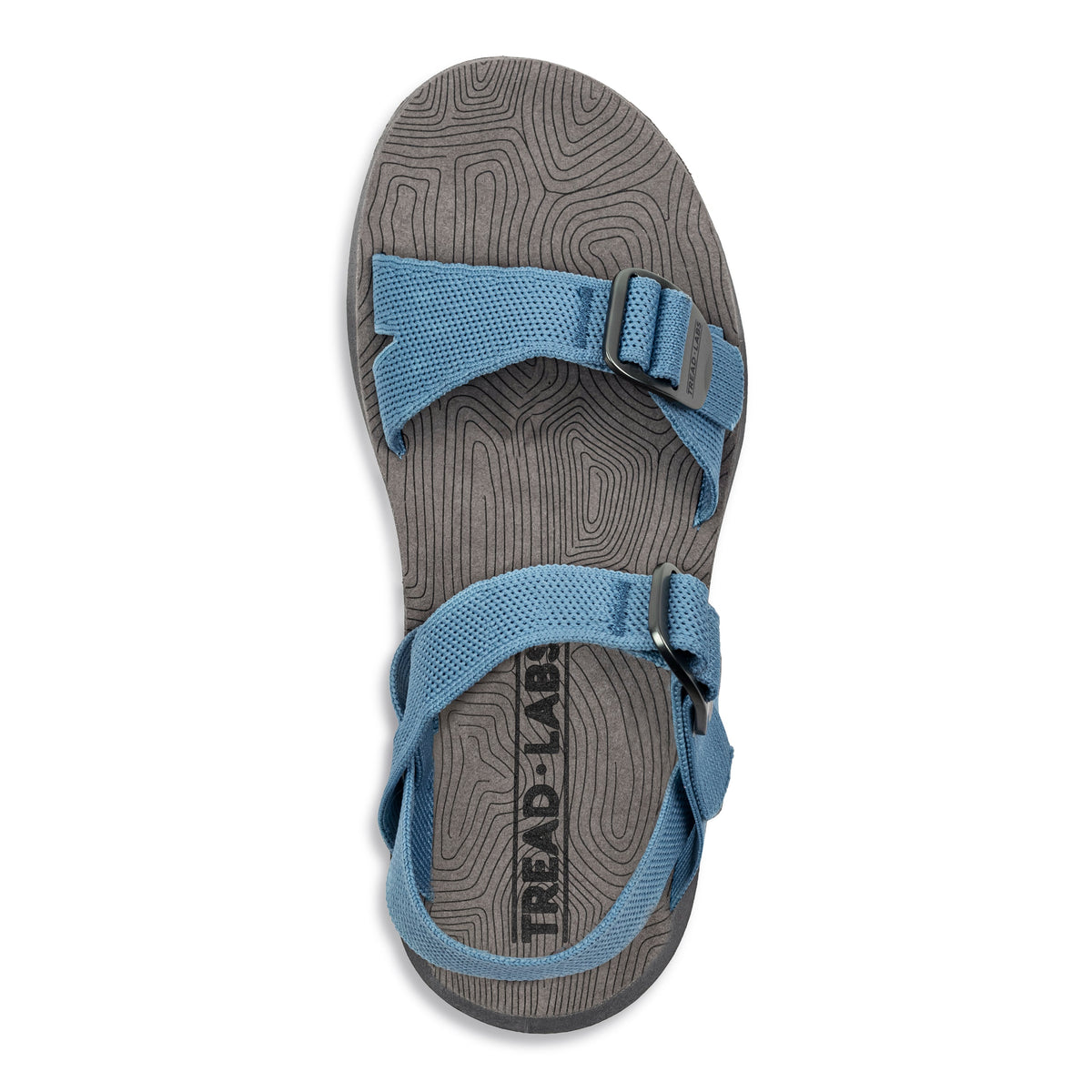 Side profile of Tread Labs Salinas Slide sandal in Sky blue showing lightweight cushioned outsole
