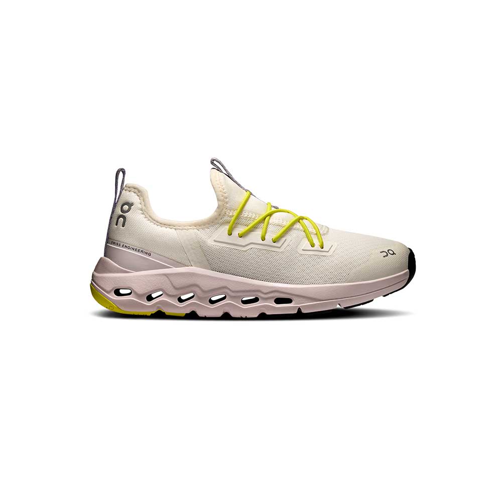 Side view on white background of Kids On Cloudleap running shoe in Ivory/Orchid, Medium (Regular) width