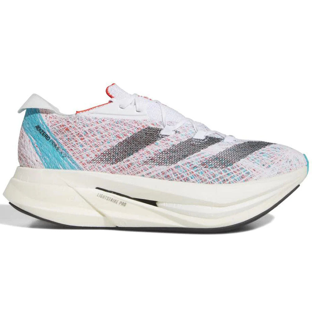 Men's Adidas Adizero Prime X 2 Strung, Cloud White/Core Black/Lucid Cyan, 11.5 D Medium Men's Adidas Adizero Prime X 2 Strung, Cloud White/Core Black/Lucid Cyan, 11.5 D Medium