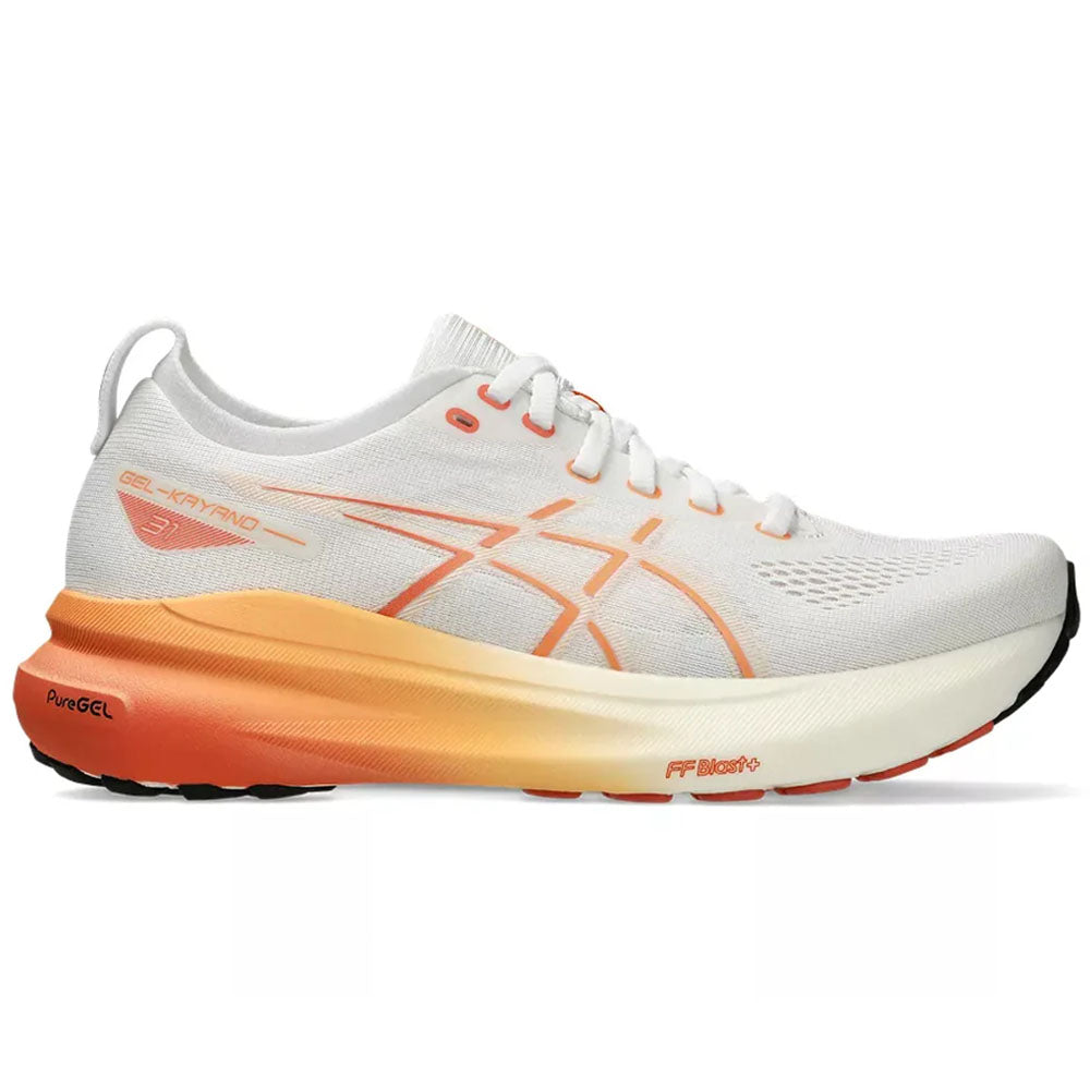 Women's Asics Gel-Kayano 31, White/Faded Orange, 8 B Medium