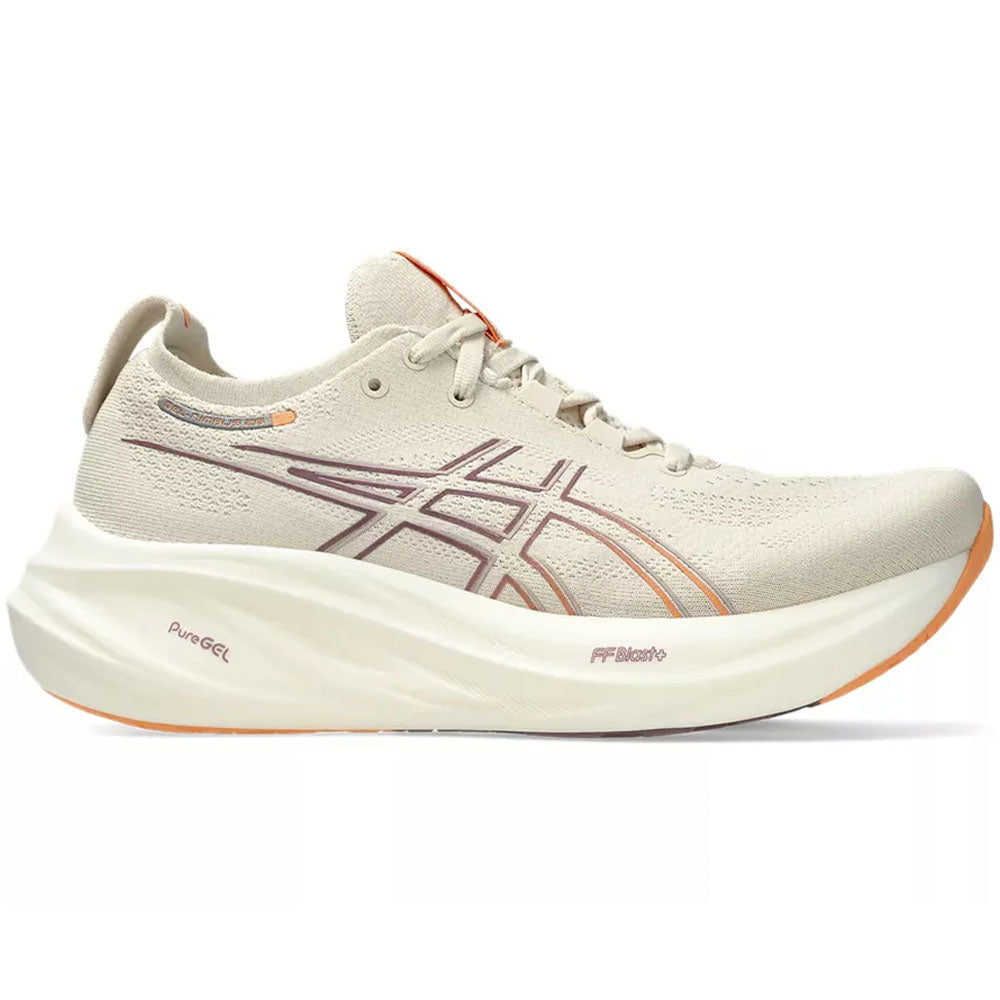 Women's Asics Gel-Nimbus 26, Oatmeal/Faded Orange, 10 B Medium