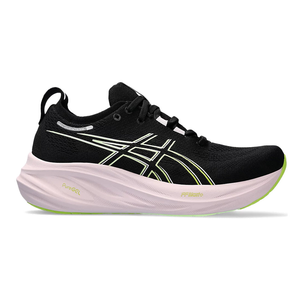 Women's Asics GEL-Nimbus 26, Black/Neon Lime, 8 B Medium