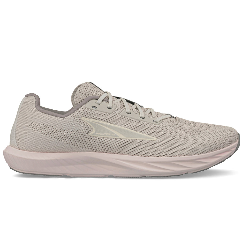 Side view on white background of Womens Altra Escalante running shoe in Tan, Medium (Regular) width