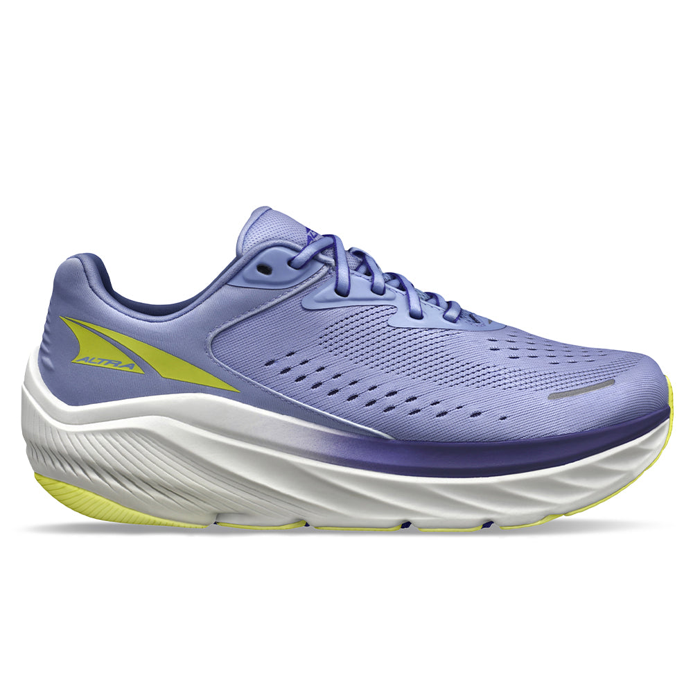Side view on white background of Womens Altra Via Olympus running shoe in Purple, Medium (Regular) width