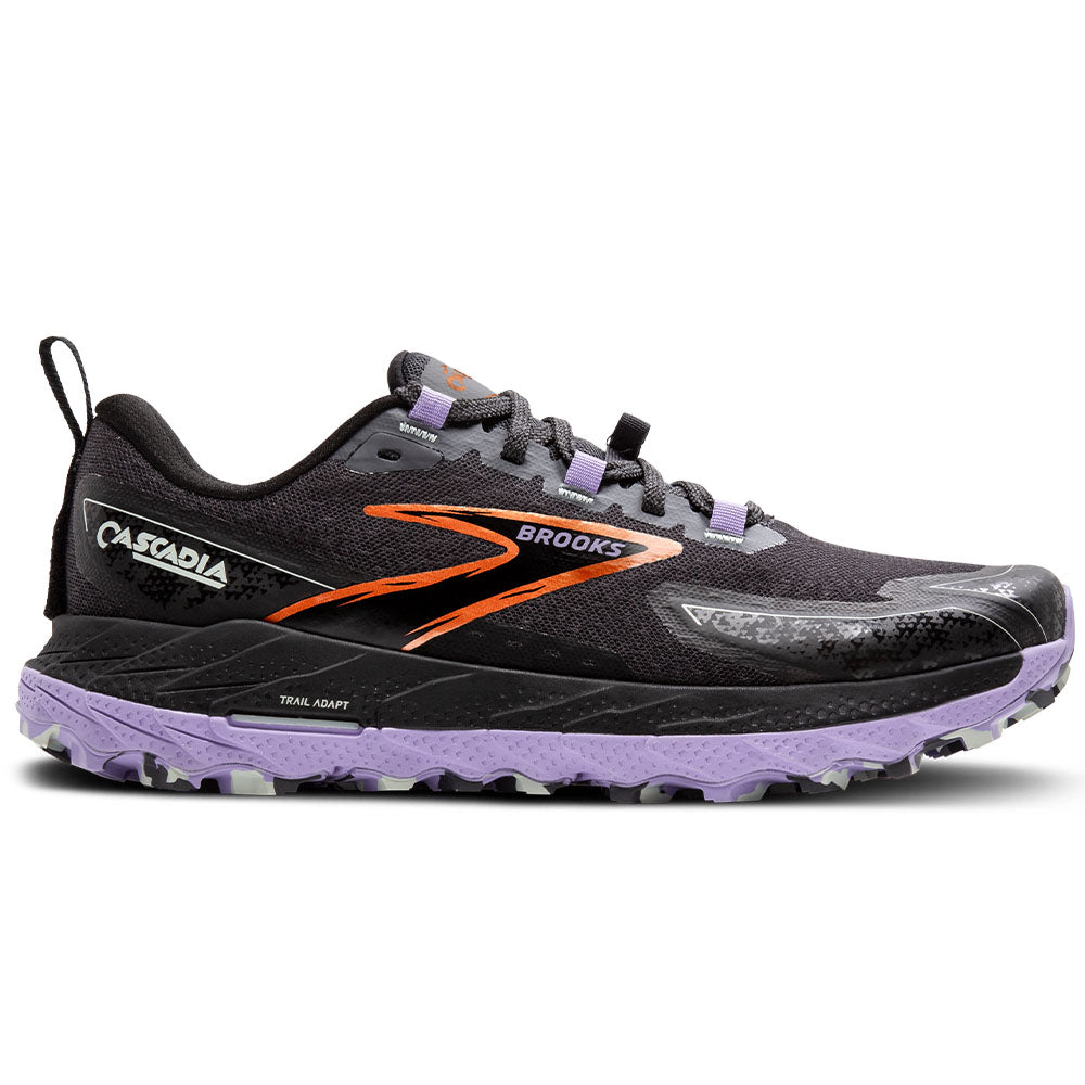 Women's Brooks Cascadia 18, Ebony/Sweet Lavender/Copper, 7 B Medium