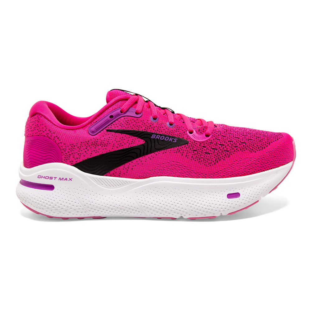 Women's Brooks Ghost Max, Pink Glo/Purple/Black, 12 B Medium