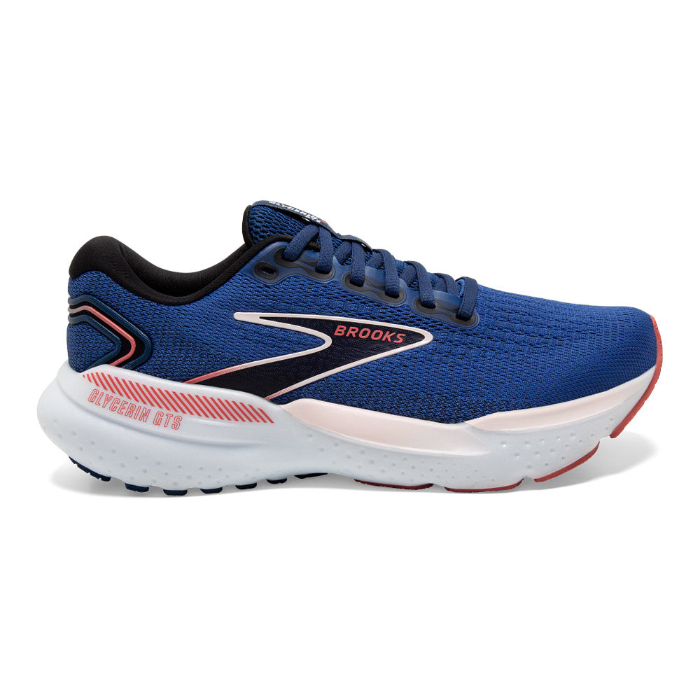 Women's Brooks Glycerin GTS 21, Blue/Icy Pink/Rose, 11.5 D Wide