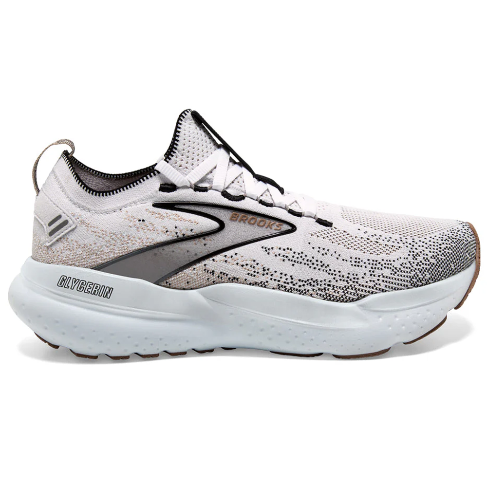 Women's Brooks Glycerin StealthFit 21, White/Grey/Black, 10 B Medium