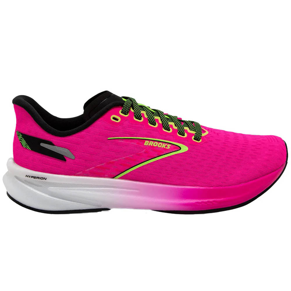 Women's Brooks Hyperion, Pink Glo/Green/Black, 5.5 B Medium