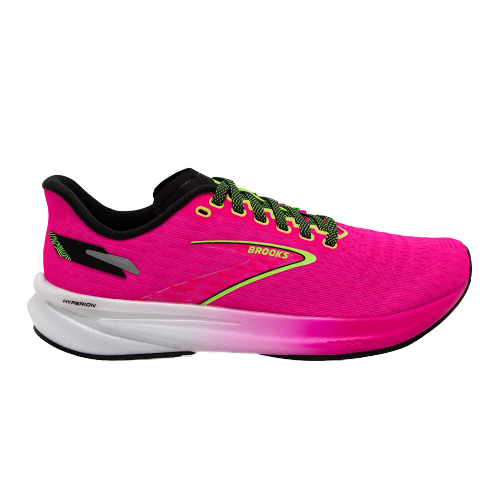 Women's Brooks Hyperion, Pink Glo/Green/Black, 9 B Medium