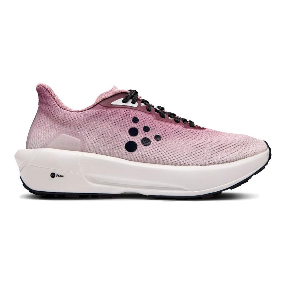 Side view on white background of Womens Craft Nordlite Ultra running shoe in Dawn-Flex, Medium (Regular) width