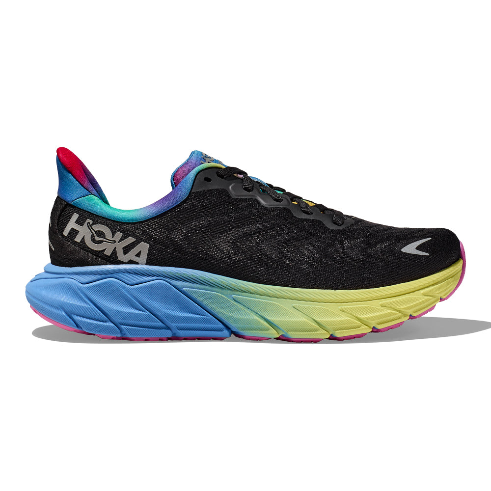 Women's Hoka Arahi 6, Black/Silver, 6 B Medium