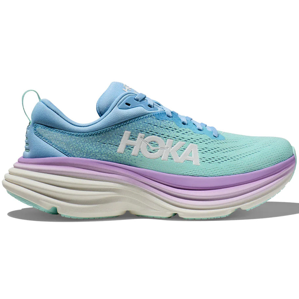 Women's Hoka Bondi 8, Airy Blue/Sunlit Ocean, 7.5 D Wide