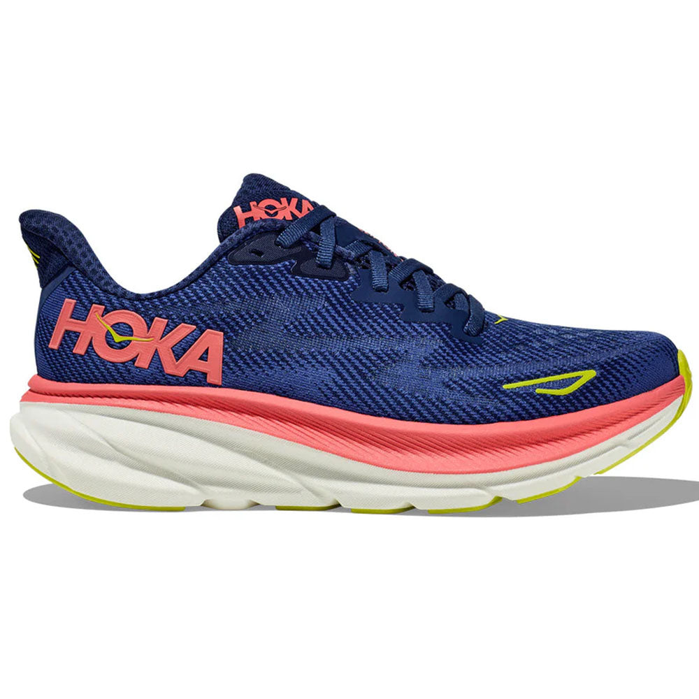 Women's Hoka Clifton 9, Evening Sky/Coral, 9.5 B Medium