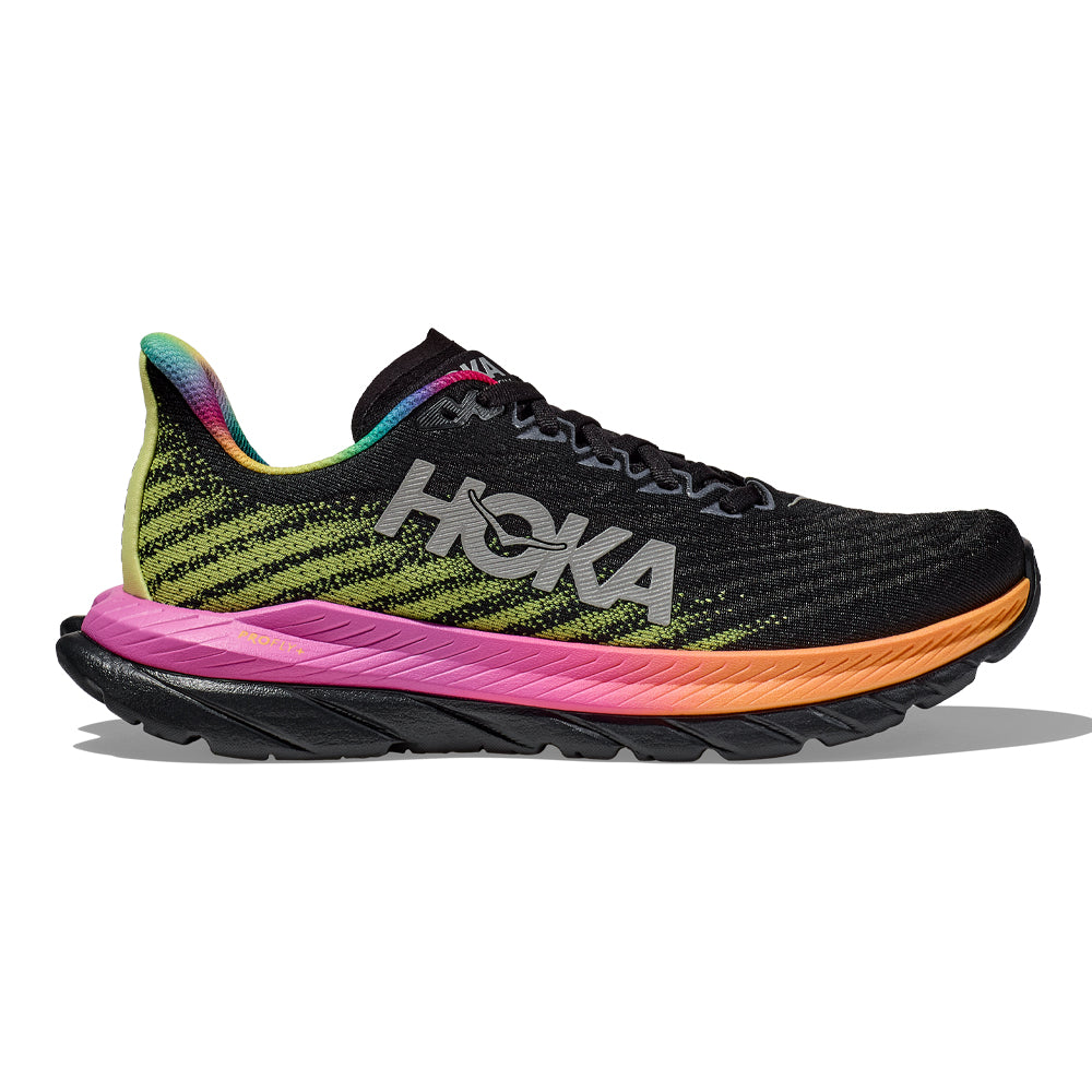 Women's Hoka Mach 5, Black/Multi, 7.5 B Medium