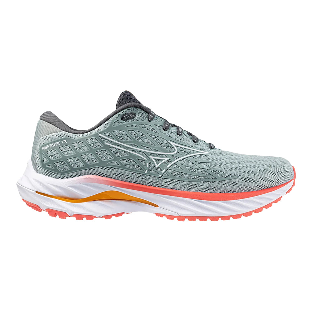 Women's Mizuno Wave Inspire 20, Grey Mist-White, 7.5 B Medium
