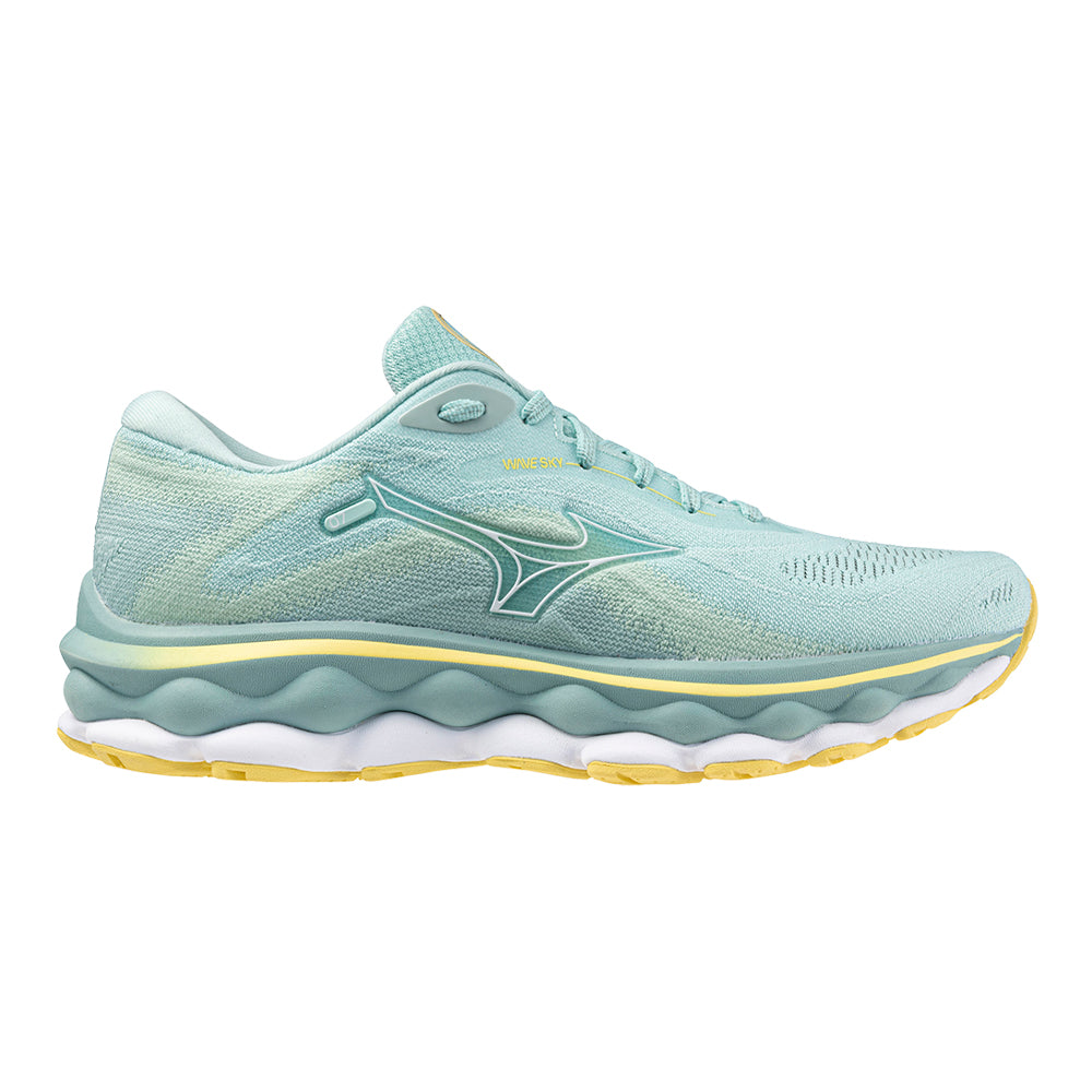Women's Mizuno Wave Sky 7, Eggshell Blue-White, 10.5 B Medium