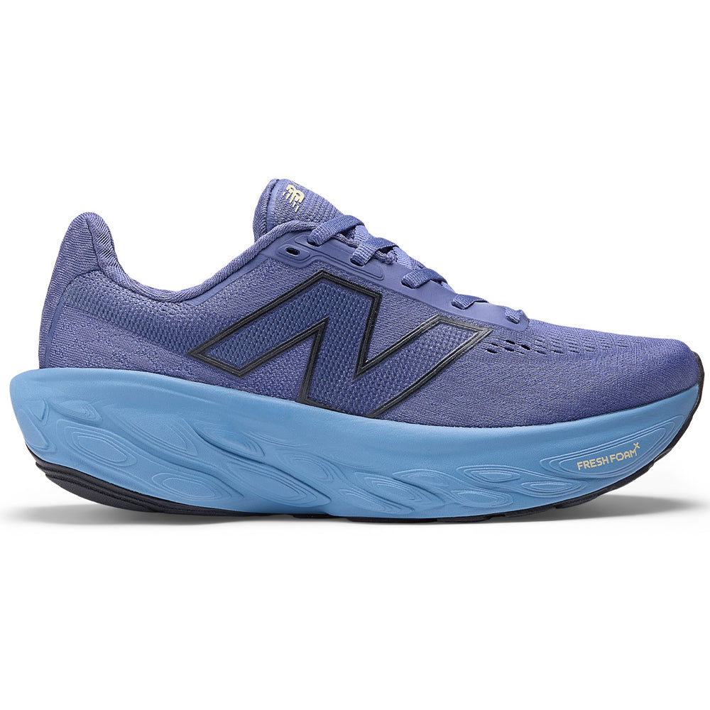 Side view on white background of Womens New Balance Fresh Foam X 1080v14 running shoe in Dream State/Blue Oyster/Morel, Medium (Regular) width