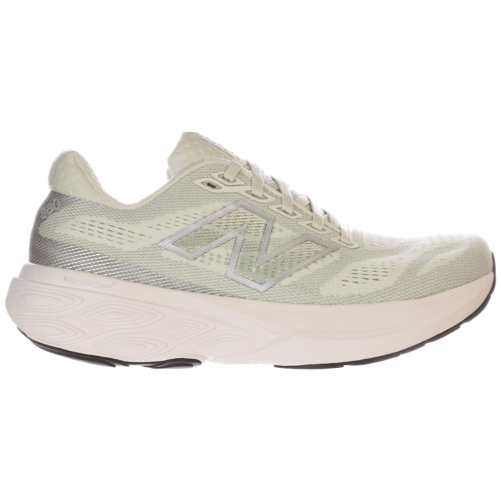 Side view on white background of Womens New Balance Fresh Foam 880 running shoe in Mineral/Sea Salt/Garter Snake, Wide width