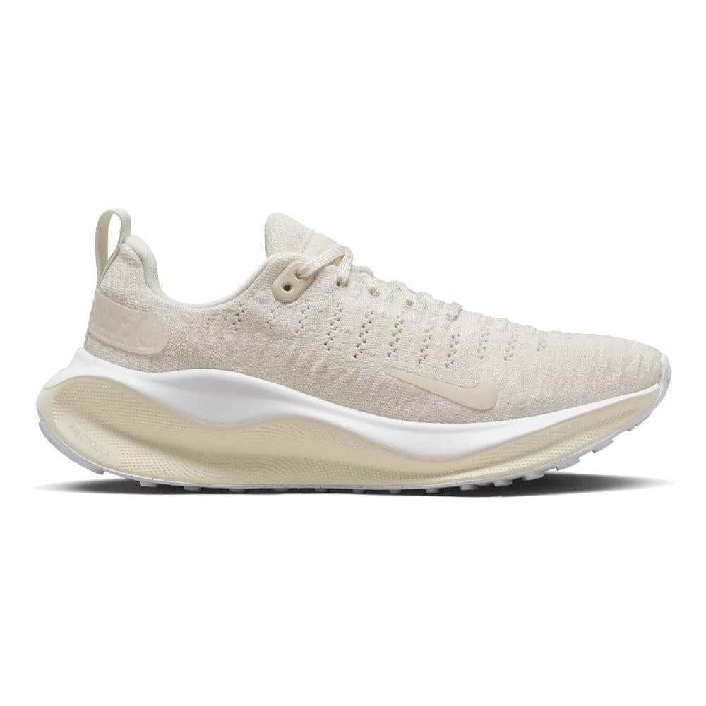 Side view on white background of Womens Nike InfinityRN running shoe in Phantom/Phantom/White/Coconut Milk, Medium (Regular) width
