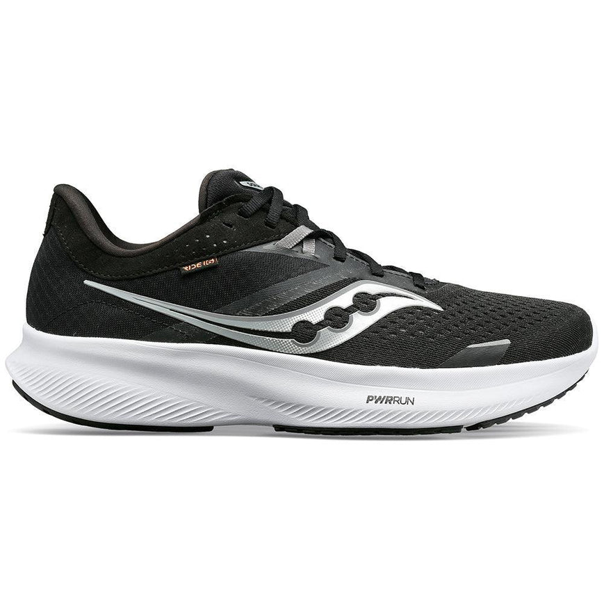 Women's Saucony Ride 16, Black/White, 12 B Medium