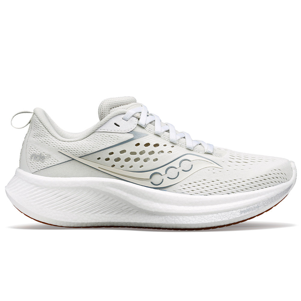 Womens Saucony Ride running shoe in Pearl and Gum, Medium (Regular) width