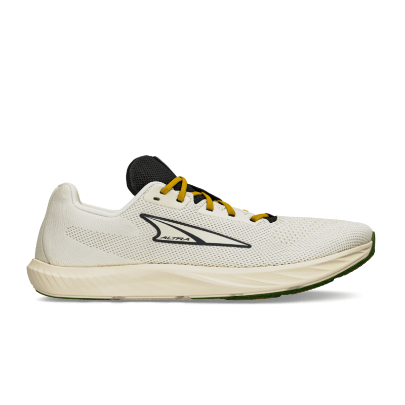 Side view on white background of Mens Altra Escalante 4 running shoe in White, Medium (Regular) width