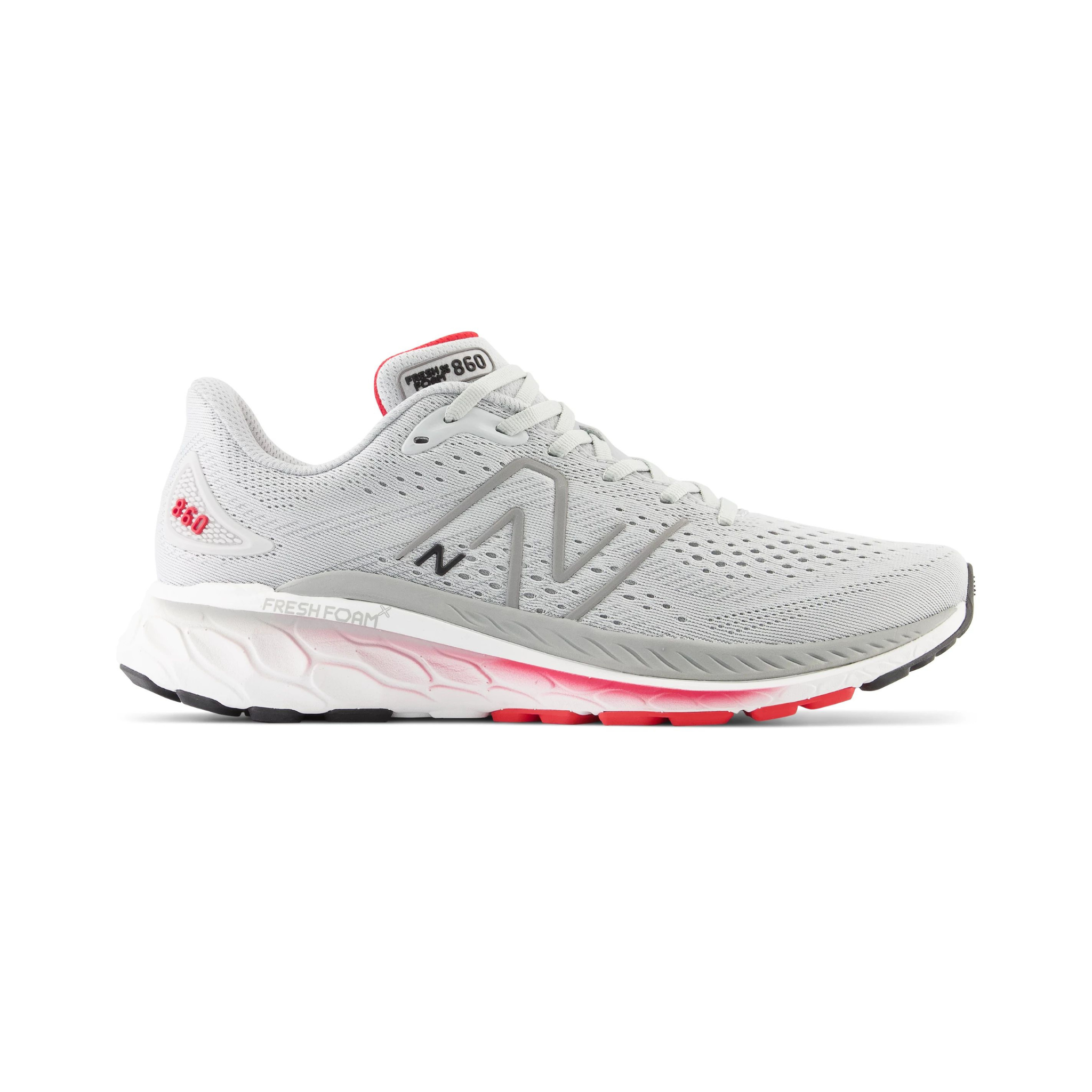 Men's New Balance Fresh Foam X 880v12, Light Aluminum/True Red, 9.5 4E Extra Wide