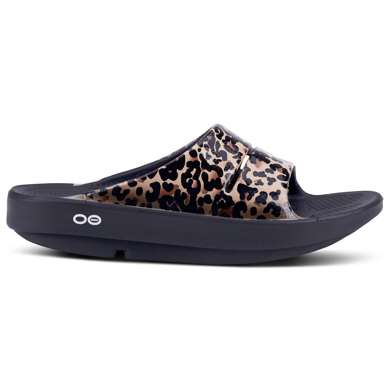 Women's OOFOS OOahh Luxe Slide, Leopard, 6 B Medium