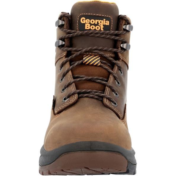 Side view on white background of Mens Georgia Boot OT 6" running shoe in Brown, Wide width