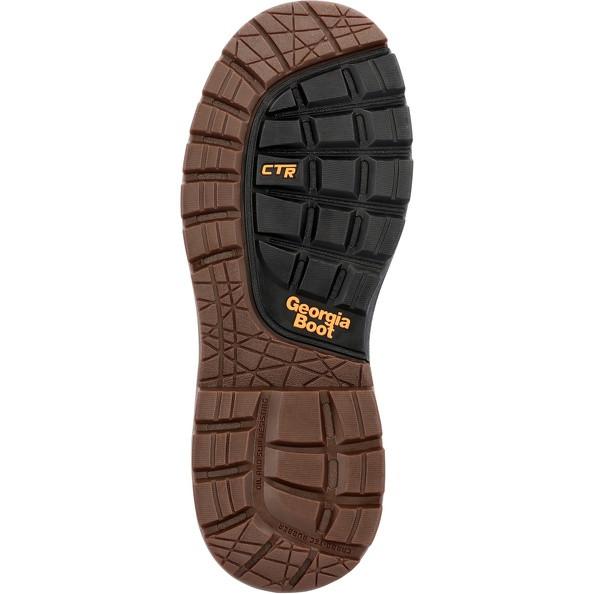 Side view on white background of Mens Georgia Boot OT 6" running shoe in Brown, Medium (Regular) width