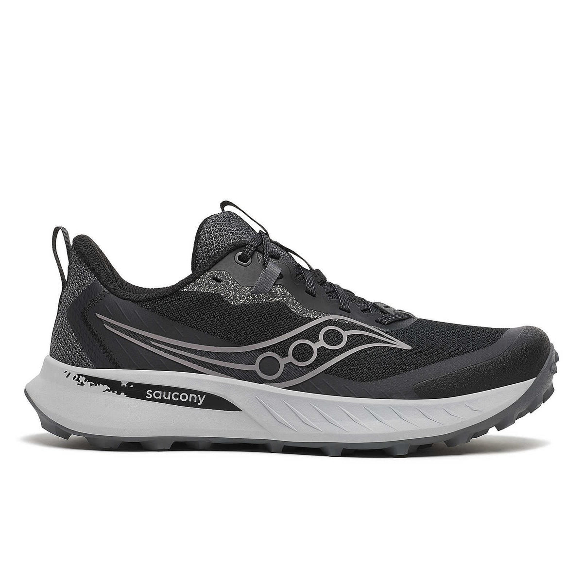 Men's Saucony Peregrine 15, Black/Shadow, 12.5 D Medium