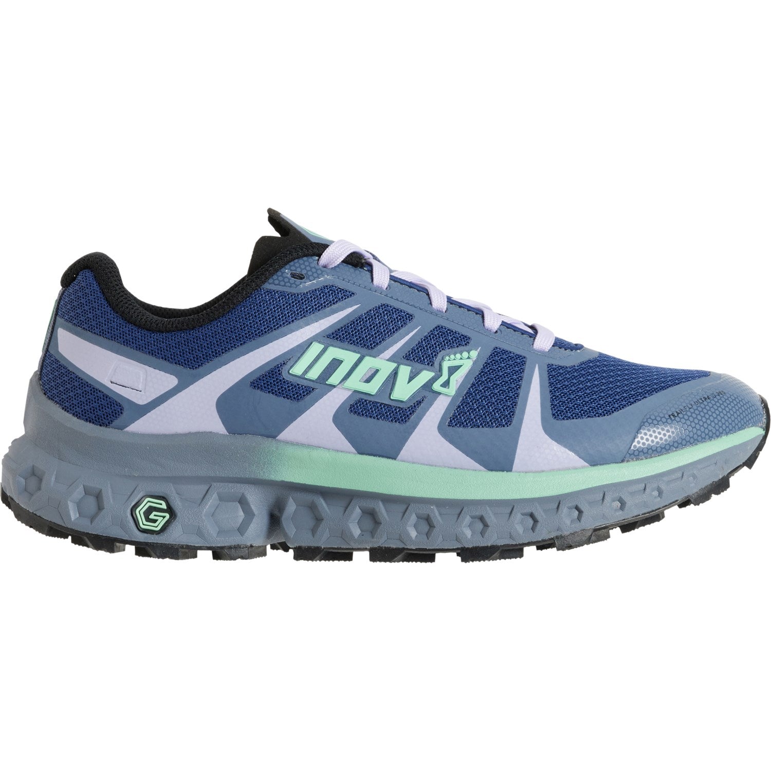 Women's Inov8 Trailfly Ultra G 300 Max, Navy/Mint/Black, 8 B Medium