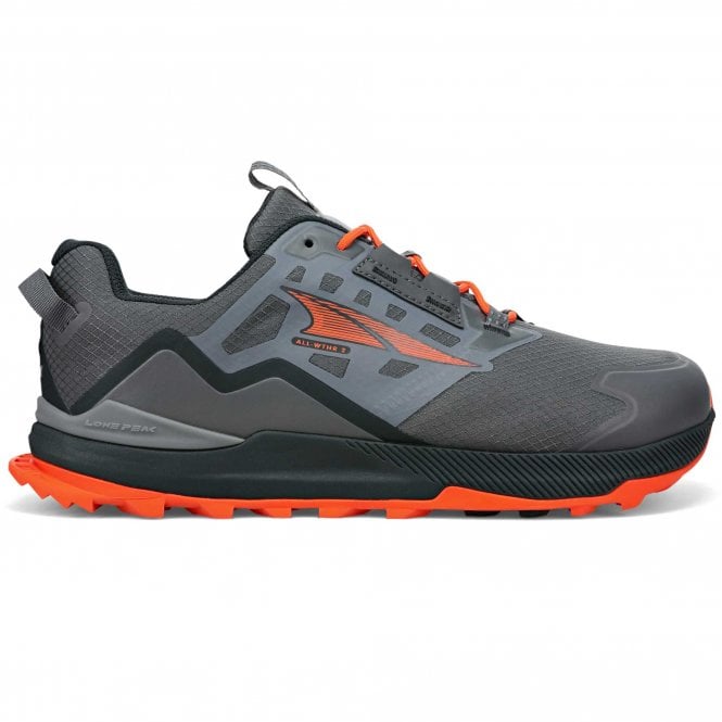 Men's Altra Lone Peak All-WTHR Low 2, Gray/Orange, 9 D Medium