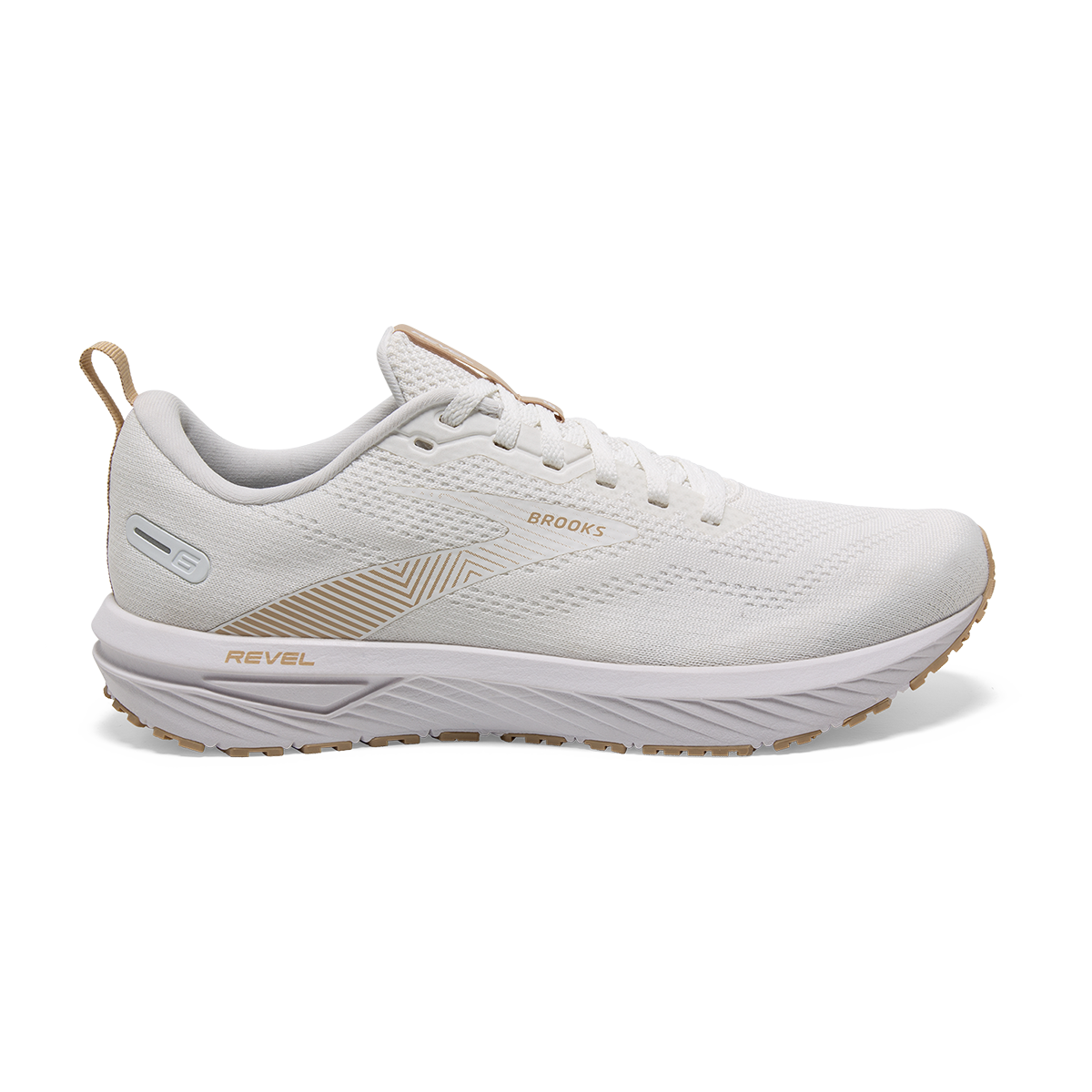 Men's Brooks Revel 6, White/Khaki, 11 D Medium