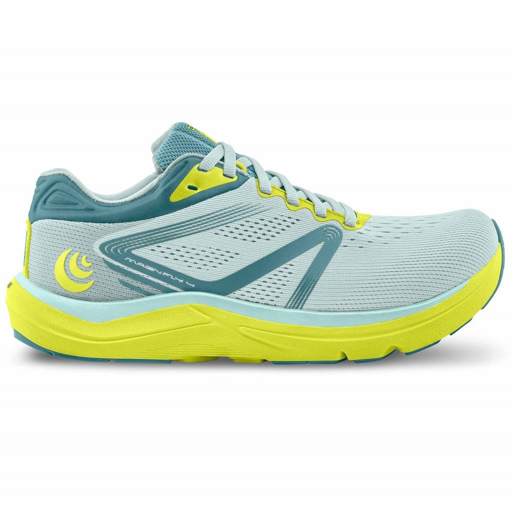 Women's Topo Athletic Magnifly 4, Glass Blue/Lime, 8 B Medium