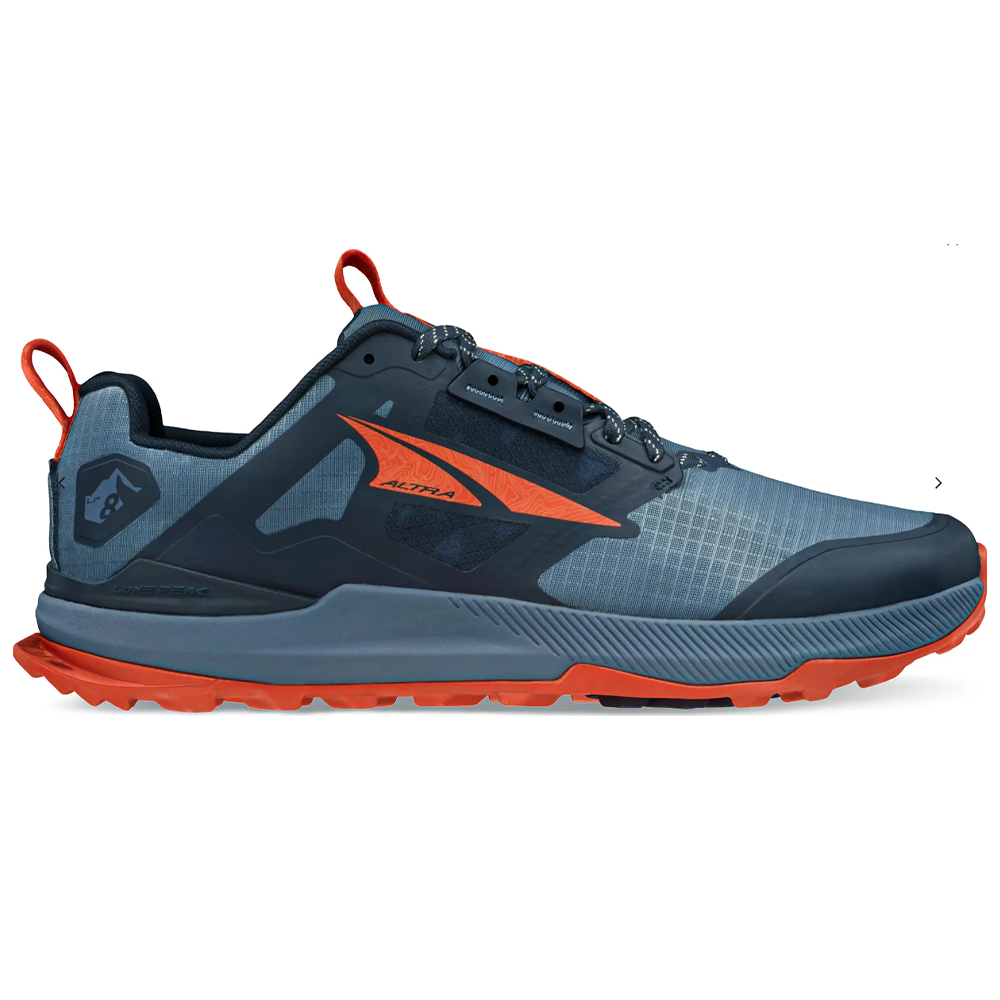 Men's Altra Lone Peak 8, Blue/Orange, 8.5 D Medium