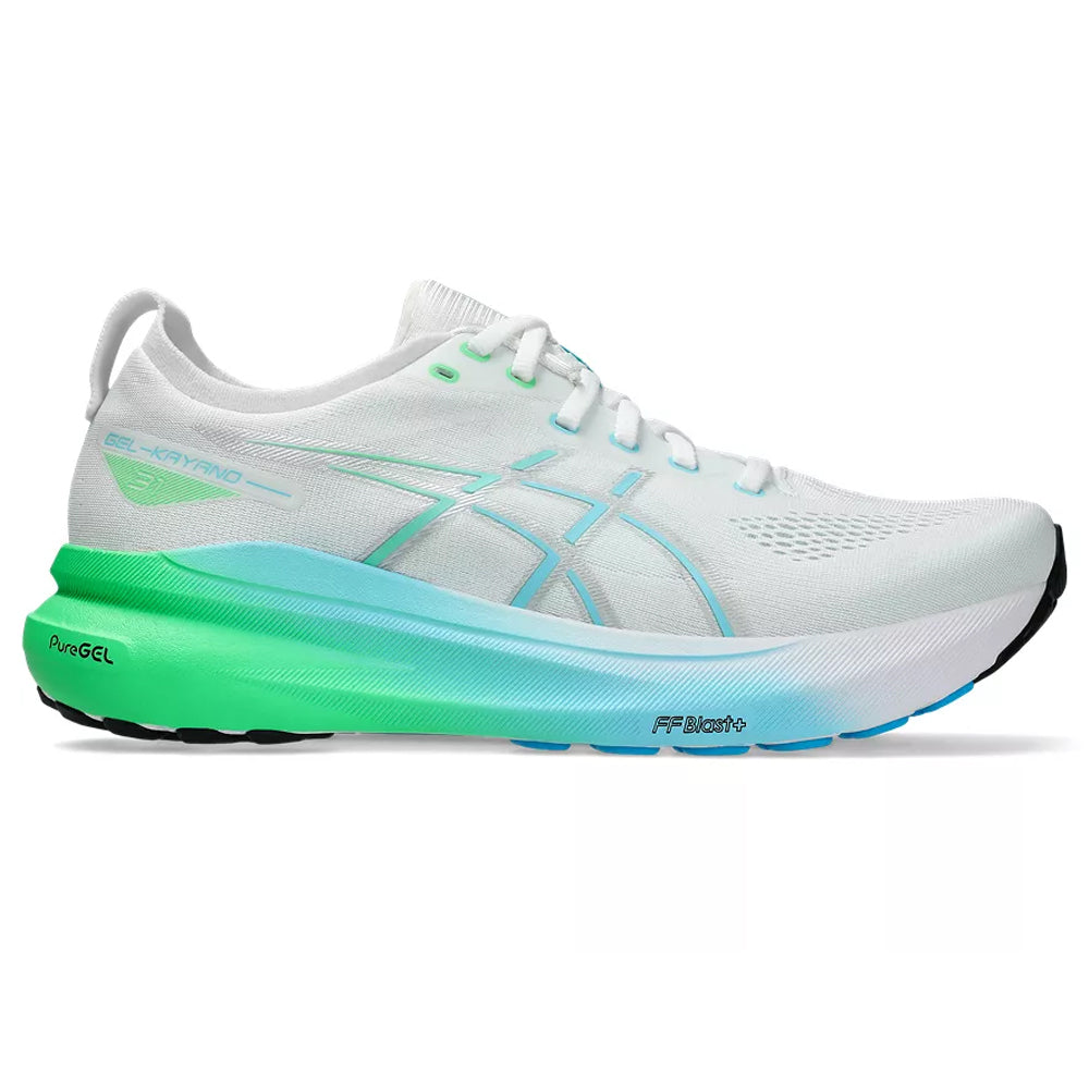 Men's Asics GEL-Kayano 31, White/Bright Cyan, 13 D Medium