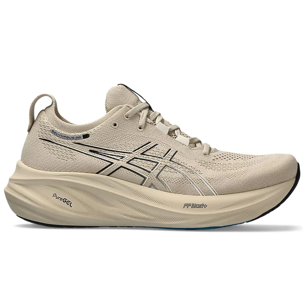 Men's Asics Gel-Nimbus 26, Feather Grey/Black, 12 D Medium