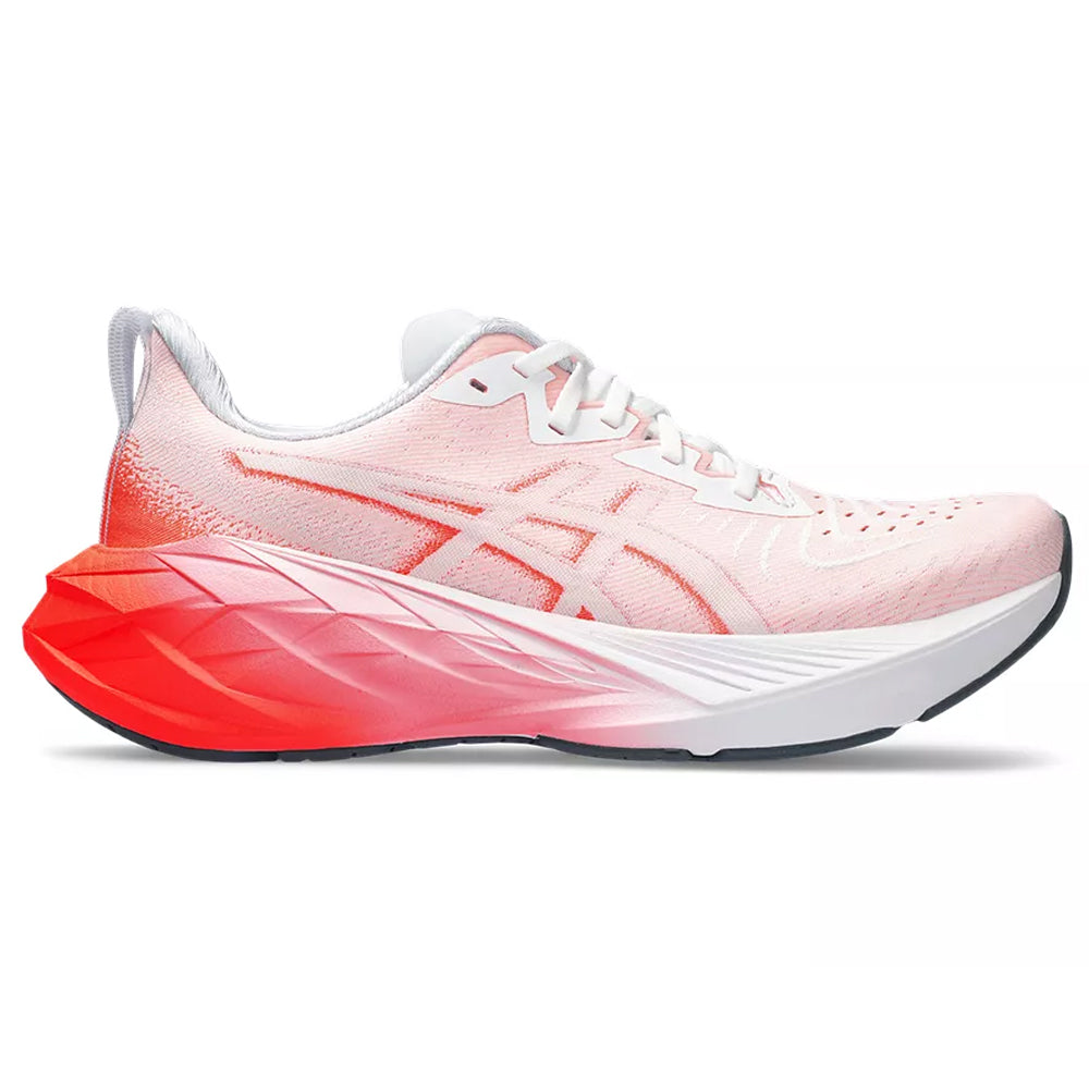 Men's Asics Novablast 4, White/Sunrise Red, 7 D Medium