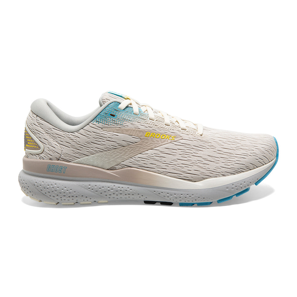 Men's Brooks Ghost 16, Coconut/Blue/Yellow, 12 D Medium
