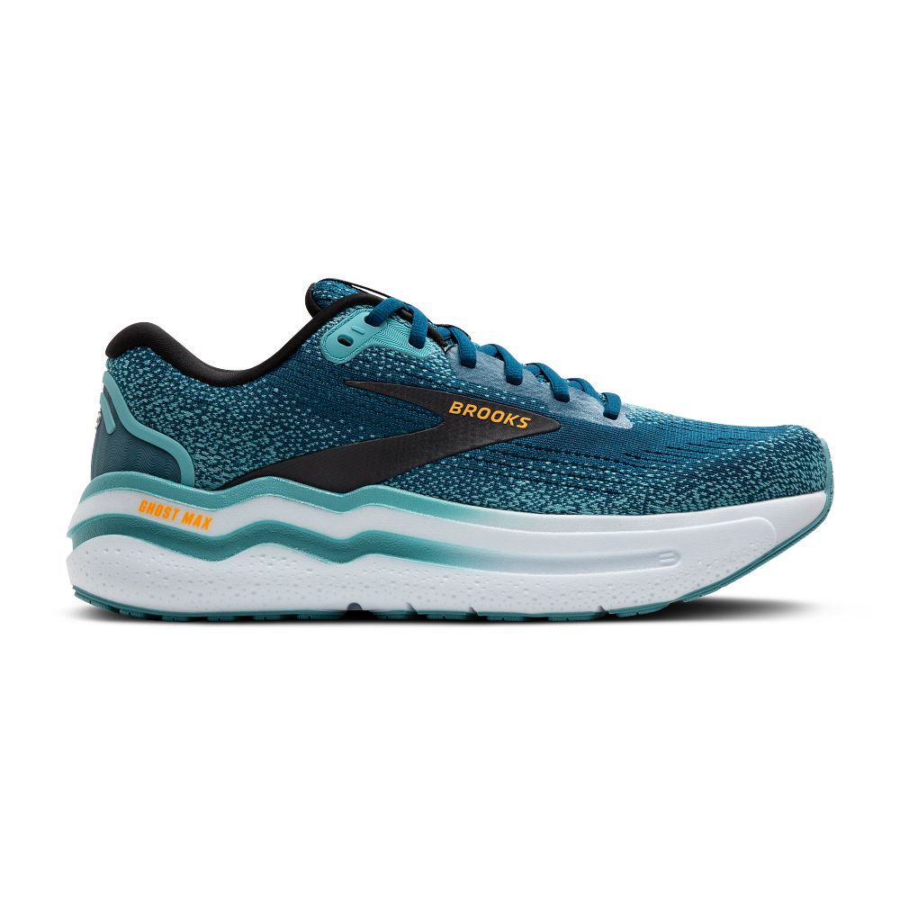 Men's Brooks Ghost Max 2, Moroccan Blue/Aqua/Orange Pop, 9 D Medium