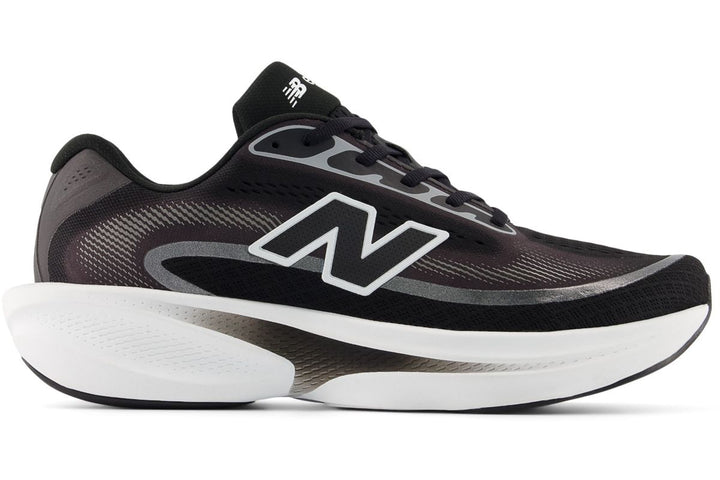 Side view on white background of Mens New Balance Ellipse v1 running shoe in Faded Black/White/Black, Medium (Regular) width