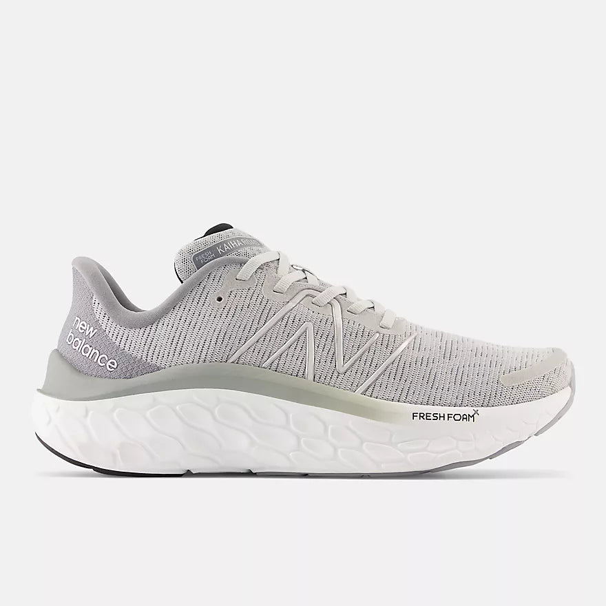New Balance Fresh Foam X Kaiha Mens running shoes in Light Aluminum/Steel/Silver Metallic - side view on white background