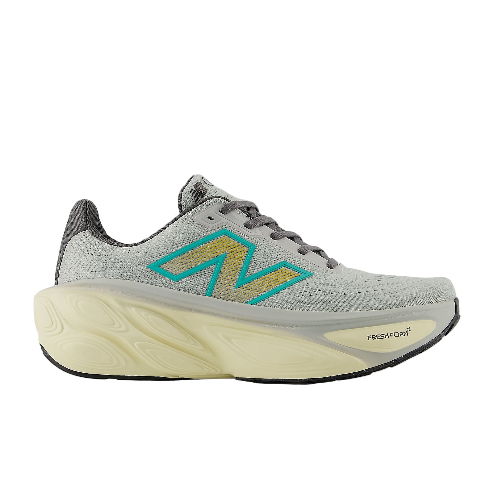 Men's New Balance Fresh Foam X More v5, Brighton Grey/Calcium/Cyber Jade, 12 D Medium