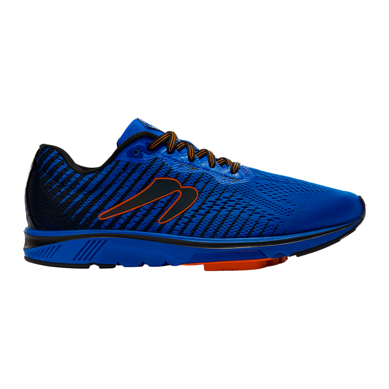 Side view on white background of Mens Newton Running Gravity 12 running shoe in Royal Blue/Black, Medium (Regular) width