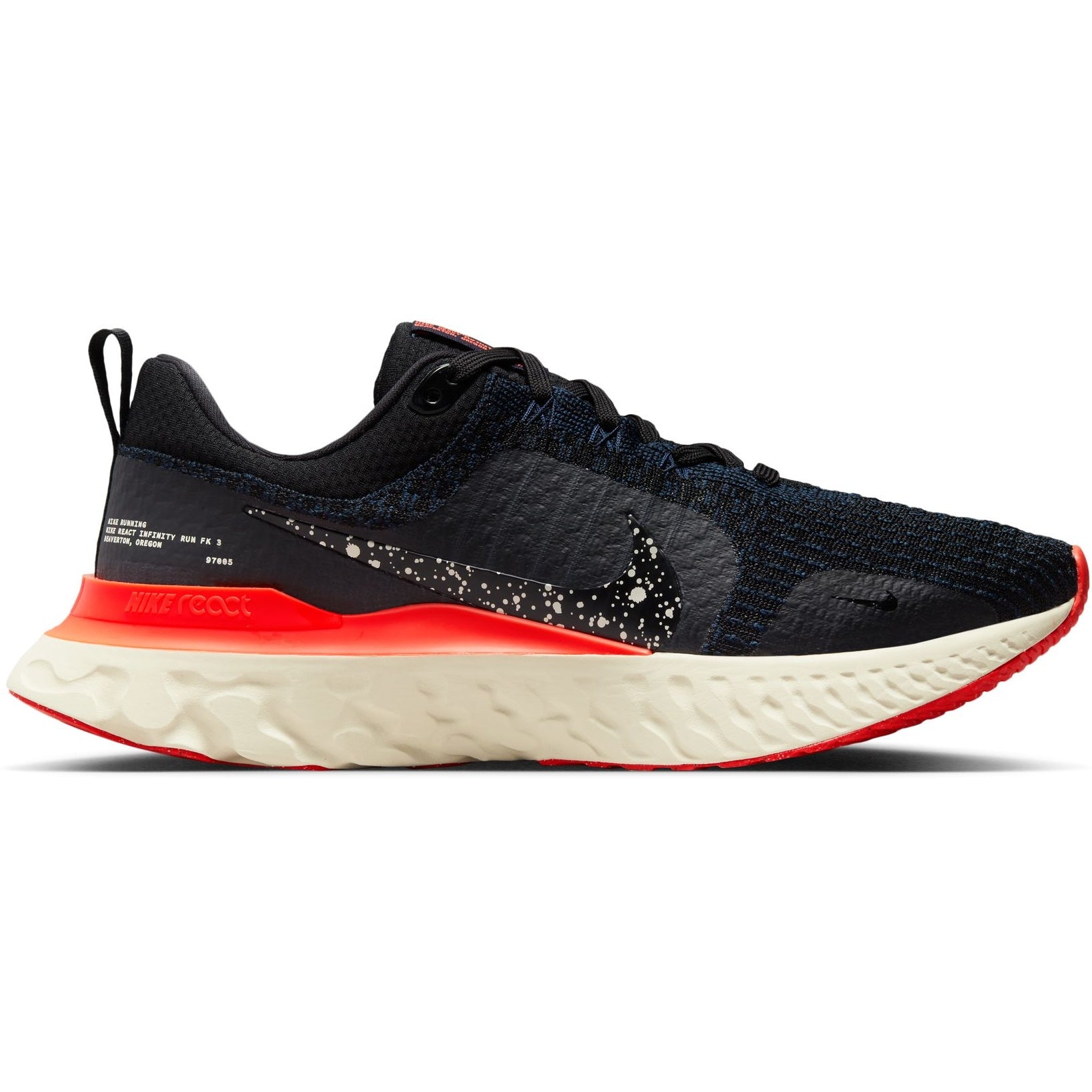 Men's Nike React Infinity Run Flyknit 3, Black/Black-Obsidian, 12.5 D Medium