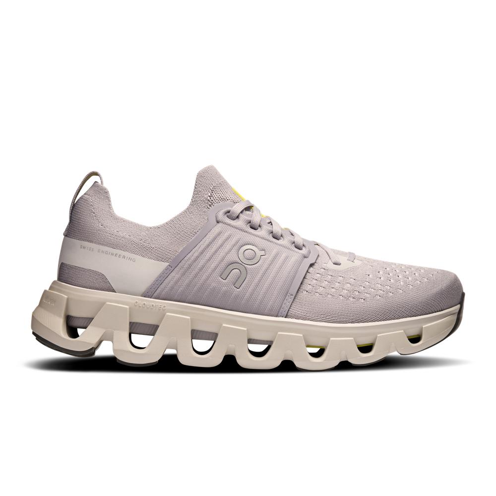 Side view on white background of Womens On Cloudswift running shoe in Lilac/Wolf, Medium (Regular) width