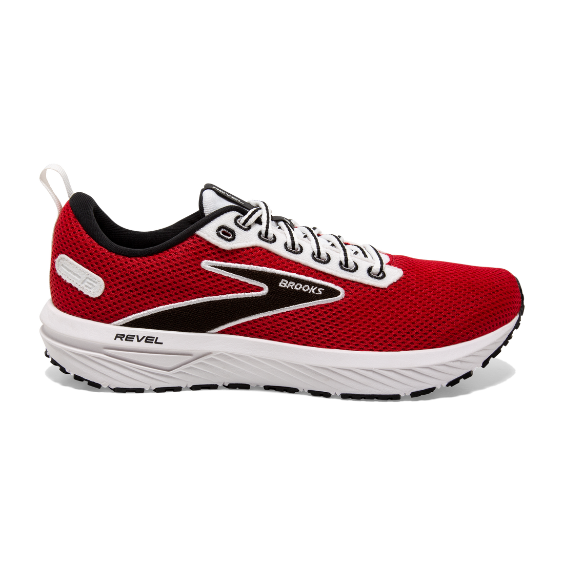 Men's Brooks Revel 6, Red/Black/White, 9 D Medium